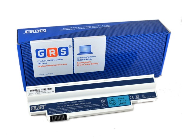 Akku UM09H41, Acer Aspire one 532h, 4400 mAh, weiß